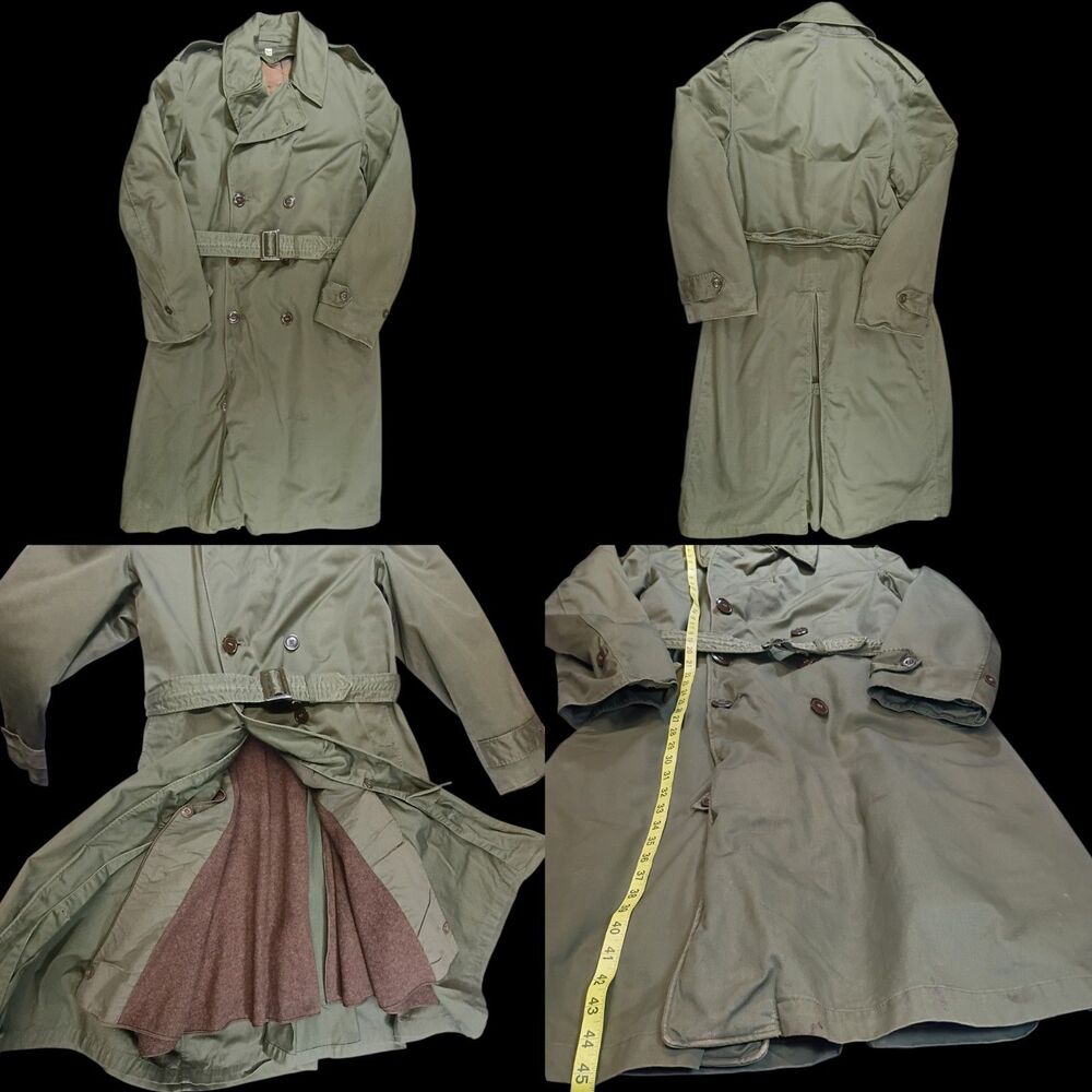 ww2 US Army Green Cotton Trench Coat w/Wool Liner RE. 21676 size Regular Medium